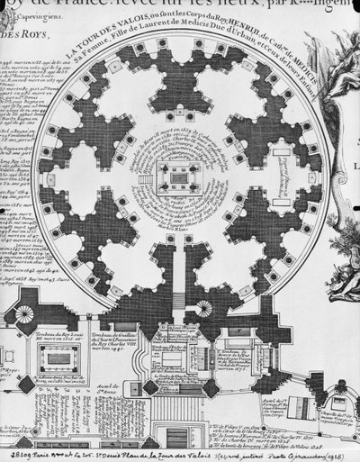 Basilica Saint-Denis, Plan of the Valois Tower by Charles Inselin